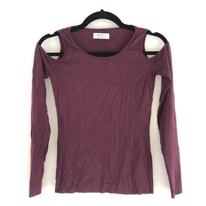 Bailey/44 Cold Shoulder Long Sleeved Plum Top